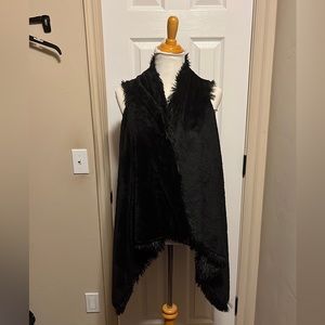 ♤ Kensie Black Sherpa Open Front Waterfall Vest